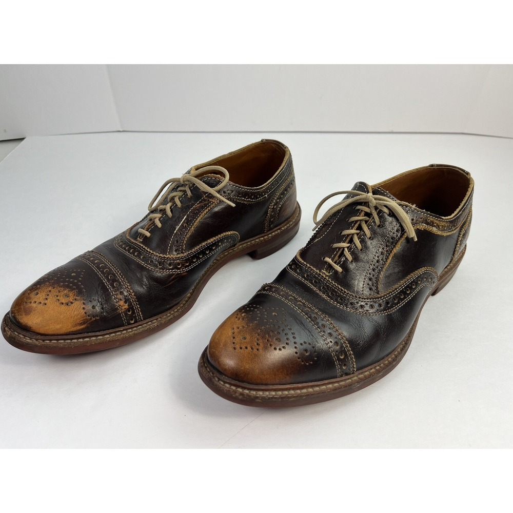 Allen Edmonds Strandmok Shoes Burnished Brown Cap Toe Dainite Soles Men's 10 D